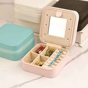 Caja de Joyería de Viaje con Logotipo Personalizado, Espejo, Cuero y Terciopelo, Caja para Collares, Empaque de Alta Calidad, Caja de Almacenamiento - Product Image 2