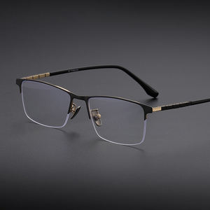 Lunettes à monture optique à demi-jante <span class=keywords><strong>en</strong></span> titane pur pour hommes, commandez des <span class=keywords><strong>verres</strong></span> de prescription photochromiques <span class=keywords><strong>progressifs</strong></span> <span class=keywords><strong>en</strong></span> <span class=keywords><strong>ligne</strong></span> - Product Image 1