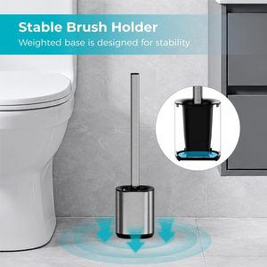 Support de brosse de toilette écologique avec brosses en silicone, construction en PP, design compact, style raclette pour salle de bain - Product Image 3