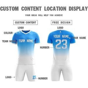 Camiseta de Fútbol Personalizada con Nombre, Número y Logotipo, Cuello en V, Manga Corta, Unisex, Transpirable, Uniforme para Adultos - Product Image 1
