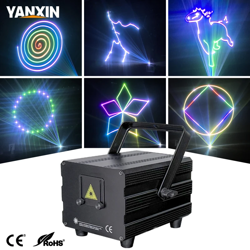 YANXIN 2W-5W RGB Full Color Animation Laser Light ILDA DMX512 Sound Activated Night Club DJ Stage Laser Light for Party Event