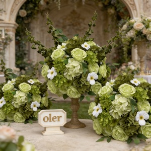 Boule de fleurs artificielles <span class=keywords><strong>en</strong></span> soie pour centre de table de mariage, décoration intérieure/extérieure, longue durée de vie, écologique, imperméable - Product Image 1