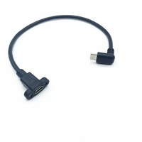 Kabel Ekstensi USB-C 3.1 Panel Mounted 90 Derajat Sudut Kiri/Kanan/Kanan Atas/Kanan Bawah, Dilindungi Braid PVC, Konektor Male/Female