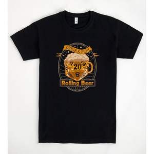 T-shirt Rolling Beer noir, design Drink And Play, taille adulte unisexe - Product Image 1