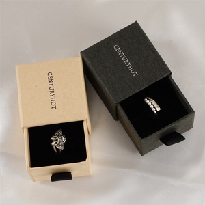 <b>6</b>*6cm Jewelry Box Hot Stamping Logo Jewelry Sliding Boxes With Logo <b>Drawer</b> Ring Box Customized logo - Product Image 4