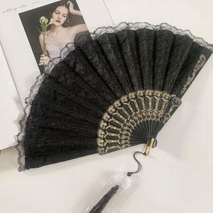 Éventail pliant portable en bambou personnalisé pour demoiselles d'honneur, souvenir de mariage noir avec motif peint pour festivals ou cadeaux - Product Image 6