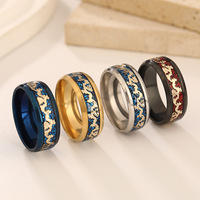 Bague Vintage Dragon Chinois en Acier Inoxydable, Bijou Cadeau, Bande Noire Bleue Dorée, Vente en Gros