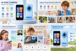 Cámara IA Popular para Niños y Niñas con Sincronización WIFI en Línea, IA para Preguntas y Respuestas sobre Objetos, Filtro de Belleza, Cambio de Fondo, Juguete Educativo Portátil - Product Image 2