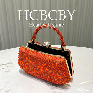Glittering <strong>Orange</strong> Double-Side Rhinestone <strong>Clutch</strong> - Elegant Women's Evening <strong>Bag</strong> for Parties &amp; Events - Product Image 4