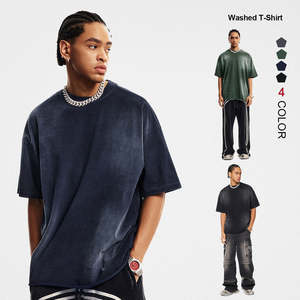 Wholesale Custom Unisex Wash Vintage T <b>Shirts</b> Men's Acid Wash T-<b>Shirt</b> Distressed Tees Vintage Wash Tshirts - Product Image 1