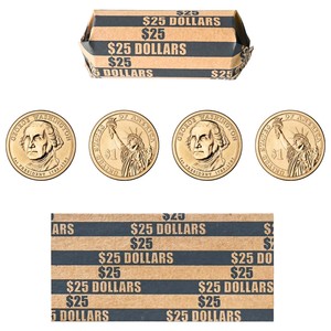 Envoltorios para Monedas de 25 Dólares, Color Gris con Rayas, Papel Kraft Premium, Codificación por Colores ABA, para Manejo de Monedas en Bancos y Comercios - Product Image 5