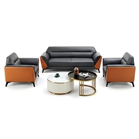 Ensemble de canapés sectionnels en cuir PU de luxe italien, style moderne nordique, trois places, pieds en acier inoxydable, dossier en bois massif, garantie 1 an