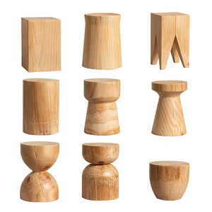 Sgabello <span class=keywords><strong>Moderno</strong></span> in Legno Massello Stile Wabi-Sabi, <span class=keywords><strong>Tavolino</strong></span> Laterale Nero a Clessidra con Texture Ondulata Intagliata a Mano per Arredamento Hotel e Villa - Product Image 2