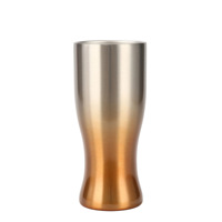 Mug à bière isotherme en acier inoxydable à double paroi de 500 ml, anti-chute, avec couvercle à vis, pour homme, design moderne et minimaliste, idéal pour les fêtes