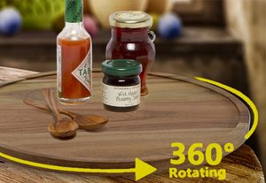 360 Degree <b>Turntable</b> Lazy Susan 10 Inch Customize Wooden Rotating Organizer for <b>Cabinet</b> Pantry Kitchen Countertop Refrigerator - Product Image 3