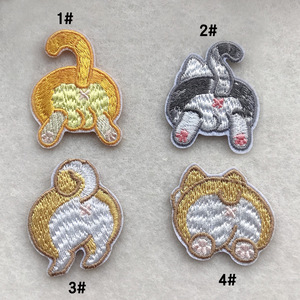 Moda cartone animato a forma di animale gatto testa ricamato patch applique personalizzata in ferro stick colla su graziosa toppa ricamata - Product Image 5