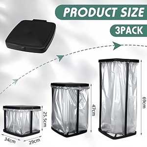 Expandable Trash Bag Holder <b>Plastic</b> With <b>Lids</b> For Indoor Outdoor Use Household Garbage Storage - Product Image 4
