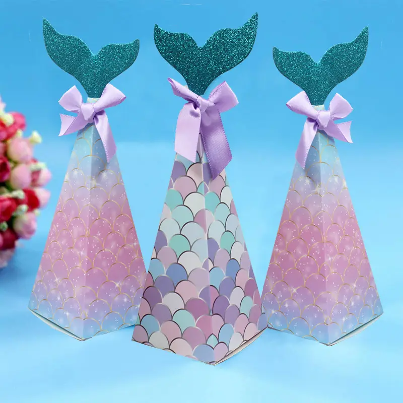 Mermaid birthday party Candy Box Children's Day celebration gift box Baby Shower Birthday Party Decoration