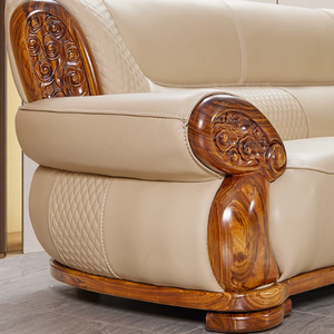 Juego de Sofás Esquineros en Forma de L de Cuero Genuino, Diseño Moderno y Simple, Reclinables, de Lujo Ligero, Madera de Ébano Sólida, Estilo Europeo para Sala de Estar - Product Image 5