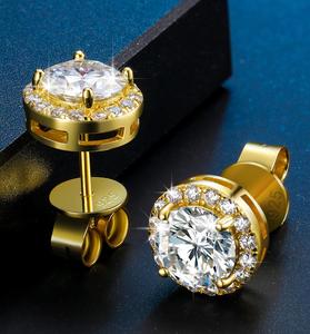 USA Warehouse Fijne Sieraden Witgoud 925 Sterling Zilver VVS Moissanite Diamant Halo Oorknopjes voor Heren en Dames - Product Image 6