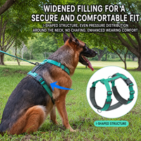 Harnais Réfléchissant Réglable pour Chien avec Anneau en D Avant et Anneau en O Arrière, Harnais Rembourré en Néoprène Doux pour Chiens de Taille Moyenne à Grande