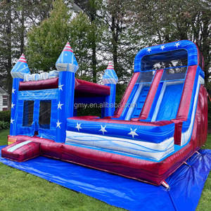 GMY Inflatables - Casa Inflable con Tobogán de Agua y Diseño de Bandera Estadounidense para Niños, Parque Infantil al Aire Libre - Product Image 3