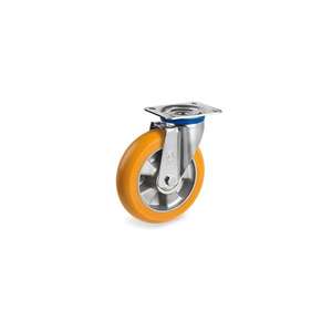 TELLURE ROTA-Roues en polyuréthane 655904 TR avec profil rond ergonomique, centre en aluminium, support pour charges moyennes pivotantes (M) - wh - Product Image 1