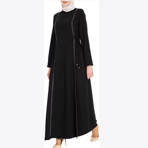 Muslim Abaya <b>Dress</b> Women Vintage Straight Natural <b>Long</b> Sleeve Modest Solid Floor-Length Middle East Islamic Arabian Robe Loose - Product Image 3