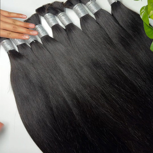 Cheveux humains lisses naturels en vrac pour tressage, cheveux vierges vietnamiens non traités, noir naturel, sans trame, fournisseur - Product Image 2