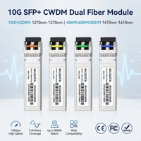 Módulo Transceptor Óptico SFP+ 10G CWDM de 10/20/40/60/80KM 1270nm-1610nm de Doble Fibra OLC SMF para Sistema CWDM Mux Demux