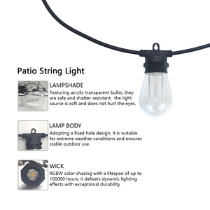 HRSYT DC24V S14 Bistro <strong>Bulbs</strong> Led <strong>String</strong> <strong>Light</strong> Outdoor RGBW IP65 Waterproof Hanging Led Patio <strong>String</strong> <strong>Lights</strong> - Product Image 2