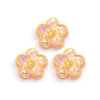 Cabochons confettis à dos plat en résine, paillettes, bords dorés, Figurines d'animaux, DIY bricolage, nœuds de cheveux, Scrapbooking, lot de 100 pièces