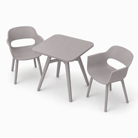 Table et chaises de bistrot légères résistantes aux UV, 3 pièces, meubles en plastique pour patio, jardin, balcon, cour, véranda