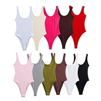 Nouvelle Arrivée Été – Combinaison Camisole Extensible Unie en Maille Côtelée Style Européen/American, Coupe Slim, Vente en Gros pour le Commerce International