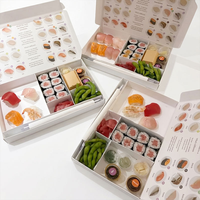 Boîte d'emballage personnalisée en papier noir pour sushis à emporter, luxe pour la livraison de sushis gastronomiques avec plateau de service et séparateurs