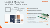 Pawpaw DAC Es7154(ADC Es7210) Sistem Konferensi Video USB Linear 4-Mic Array Mikrofon Nirkabel Omni-directional Speaker Daisy