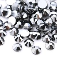 Strass en verre électroplaqué brillant pleine taille à dos plat pour la vente en gros, accessoires de bricolage DIY
