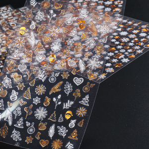 Mix de 8 autocollants pour ongles en plastique scintillants de Noël, flocon de neige, hiver, vacances, vert, blanc, décoration d'art d'ongles, accessoires - Product Image 3