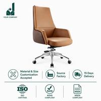 Chaise de bureau moderne en cuir à dossier haut réglable avec accoudoirs fixes et roulettes silencieuses pour bureau, direction, étude et salle de réunion