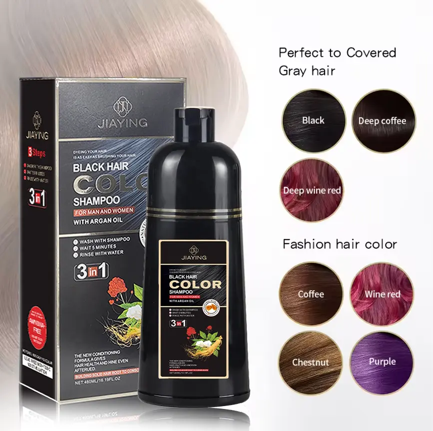 Basso MOQ oem etichetta colore per capelli produttore di shampoo per capelli natura a base di erbe facile lavaggio magico zenzero colorante veloce shampoo per capelli neri