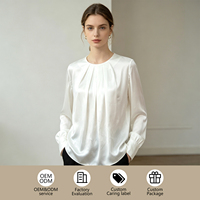Chemise en soie de mûrier 100% certifiée GOTS pour femmes, couleur blanc nacré uni, manches longues, élégante, pour le bureau, fabrication OEM ODM