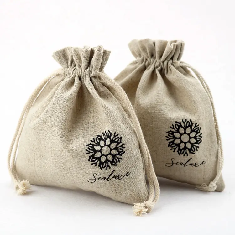 wholesale organic eco jute burlap sacks plain cotton linen drawstring bag for bread