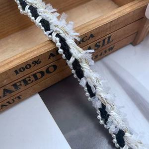 Ryl ngọc trai Rhinestone đính cườm ren Ribbon embroiderytrimming cho trang trí Rèm trang trí - Product Image 3