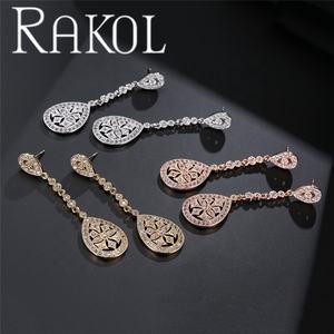RAKOL EP607 2024 Joyería de Boda, Pendientes Largos de Circonita Colgantes para Novia, Compromiso - Product Image 2