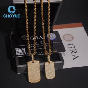 Colección de Colgantes Rectangulares de Plata de Ley 925 de Alta Calidad, Joyería Hip Hop con Incrustaciones de Diamantes, Unisex, Certificado GRA - Product Image 1