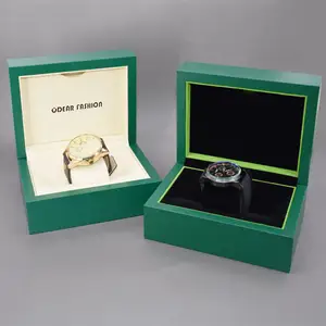 Роскошный высококачественный индивидуальный логотип, зеленая искусственная кожа, картон, подарочная упаковка, одинарная коробка для часов