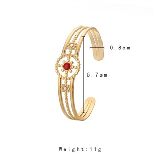 Fashion Fine Jewelry Gold Plated Hollow <b>Adjustable</b> Enamel Sun Bangle <b>Bracelets</b> for Women - Product Image 1