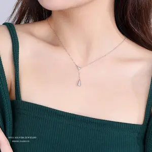 DAIHE 2024 Summer New S925 Pure Silver Gold Plated Long Triangle Necklace Women's Y-shaped Pendant
