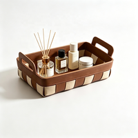 Panier de rangement de luxe en cuir PU écologique et durable, organisateur polyvalent pour bureau, entrée, coiffeuse, et pour ranger des collations