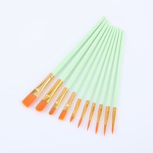 Juego de 10 Pinceles de Pelo de Nailon con Mango de Plástico Multicolor para Pintura Acrílica, Acuarela y Óleo - Product Image 6